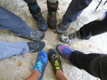 hiking boots in a circle