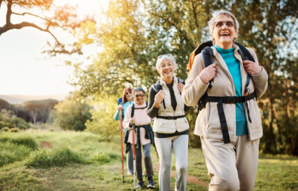 Cropped shot of a group of happy senior women enjoying a hike in the great outdoors