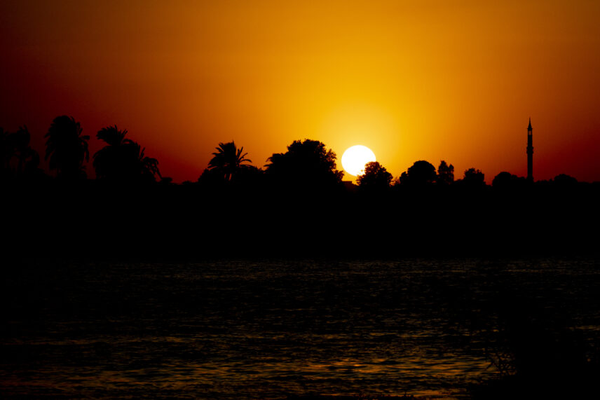 Sunset on the nile, Nile River seen from a Dahabiya boat, women's small-group Egypt travel